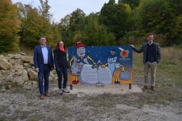 Geschäftsführerin Heike Burghardt, Landrat Stefan Rößle, OB David Wittner.