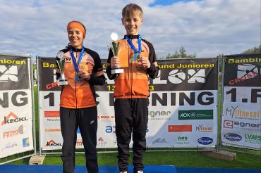 Bayerischer Meister Crossduathlon Joel Westphal und die Vizemeisterin Nina Mayer.