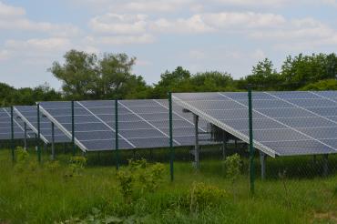 Das Bild zeigt eine Freiflächen-Photovoltaik bei Birkhausen. 