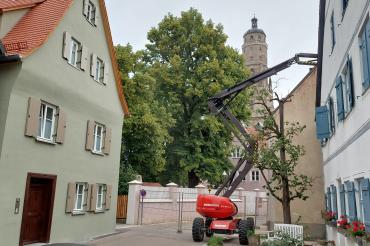 Sperrung der Turmgasse in Nördlingen