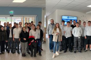 Die Teilnehmenden Valeo-Azubis und ihre Ausbilder sowie Werkstattleiter Thomas Mayer (erstes Bild zweiter von links). 