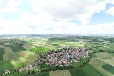 Grosselfingen aus der Vogelperspektive.