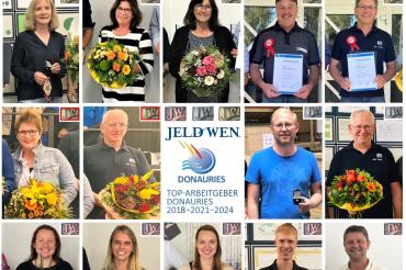 Die stolzen Mitarbeiter und Mitarbeiterinnen mit ihren Auszeichnungen. 