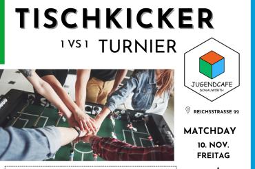 Tischkicker Turnier Werbefoto.