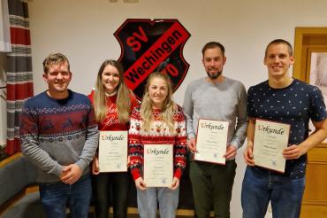 v.l.: Vorstand Sport Uwe Haas, Rebecca Ortner, Jana Baumann, Thomas Löhmann und Philipp Dotzauer. 