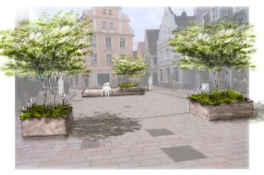 Mehr Bepflanzung und eine mobile Bühne sollen im Ried für mehr Aufenthaltsqualität sorgen. 