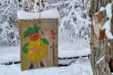 Spannender Winterspaziergang durch den Wald bei Blossenau.