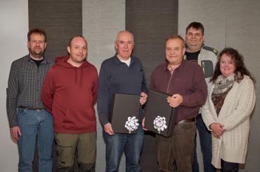 Auf dem Bild zu sehen v.l.n.r. Michael Walter (1. Vorsitzender), Marco Kienzle (Kassierer), Heinrich Seiler (ehem. Kassierer), Thomas Schneid (ehem. Vorstand), Thomas Zeisberger (Schriftführer) und Martina Grimm (2. Vorsitzende).