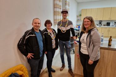 Sportwart Michael Endreß, Ostereierkönigin Gabi Weidner-Klein,  Ostereierkönig Nico Graf und Schützenmeisterin Daniela Löfflad.