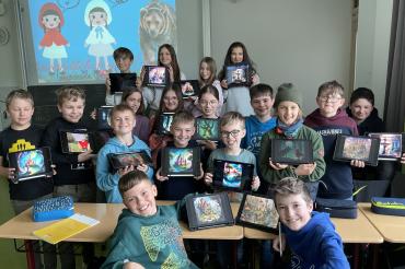 Hier sieht man eine fünfte Klasse der Anton-Jaumann-Realschule in Wemding.