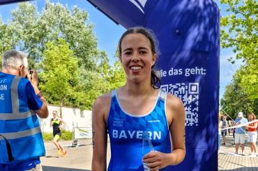 Die Harburger Newcomerin Nina Mayer nach dem Zieleinlauf