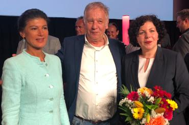 v. l. n. r.: Sahra Wagenknecht, Manfred Seel, Amira Mohamed Ali 