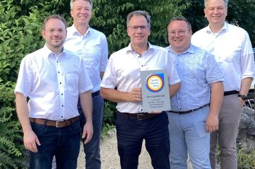 Stv. Obermeister Andreas Kundinger, Stv. Obermeister Armin Sinning, Obermeister Friedrich Josef Heidel, Geschäftsführer Christoph Schweyer, Hauptgeschäftsführer Fachverband Dr. Wolfgang Schwarz.