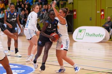 Mariam Haslé-Lagemann, im Vorbereitungsspiel gegen Marburg noch ohne Punkteglück, zeigt in dieser Saison Woche für Woche, wie wichtig sie für das junge Angels-Team ist. 
