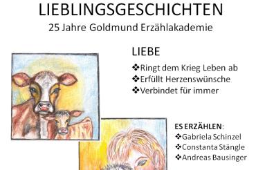 Das Bild zeigt ein Plakat der Goldmund Erzählakademie