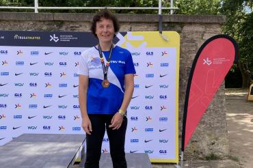 Karola Wollner bei den Deutschen Master Meisterschaften in Gotha auf Platz drei.