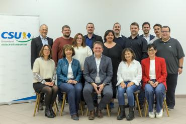 Die Kandidaten des CSU-Ortsverbandes Asbach-Bäumenheim für die Gemeinderatswahl am 08. März 2026. Auf dem Bild fehlt Daniel Bügelsteiber