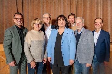 Zu sehen sind von links nach rechts: OB Jürgen Sorrè, Dr. Stefanie Musaeus, Tobias Merkle, Doris Rödter, Peter Proeller, Dr. Ralf Loitzsch und Dr. Wolfgang Beck.                
