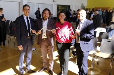 Auf dem Bild zu sehen (von links): Robert Freiberger, Gernot Jungbauer, Doreen Paus und Diakon Markus Müller. 