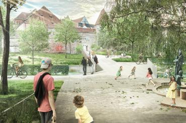 So könnte der neue Steg über den Kaibach in der Donauwörther Promenade aussehen. 