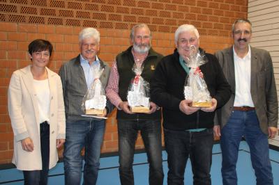 Ehemalige Stadträte und Ortssprecher der Stadtteilliste Nördlingen plus 1. und 2. Vorsitzende*r, Gudrun Gebert-Löfflad, Hans Weng, Dr. Josef Schormüller, Heinrich Burger und Thomas Mittring