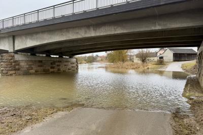 Feldweg Ebermergen Hochwasser 2026