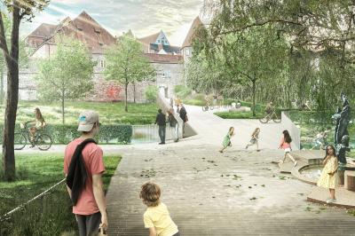 So könnte der neue Steg über den Kaibach in der Donauwörther Promenade aussehen. 