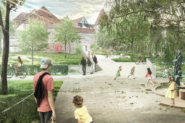 So könnte der neue Steg über den Kaibach in der Donauwörther Promenade aussehen. 