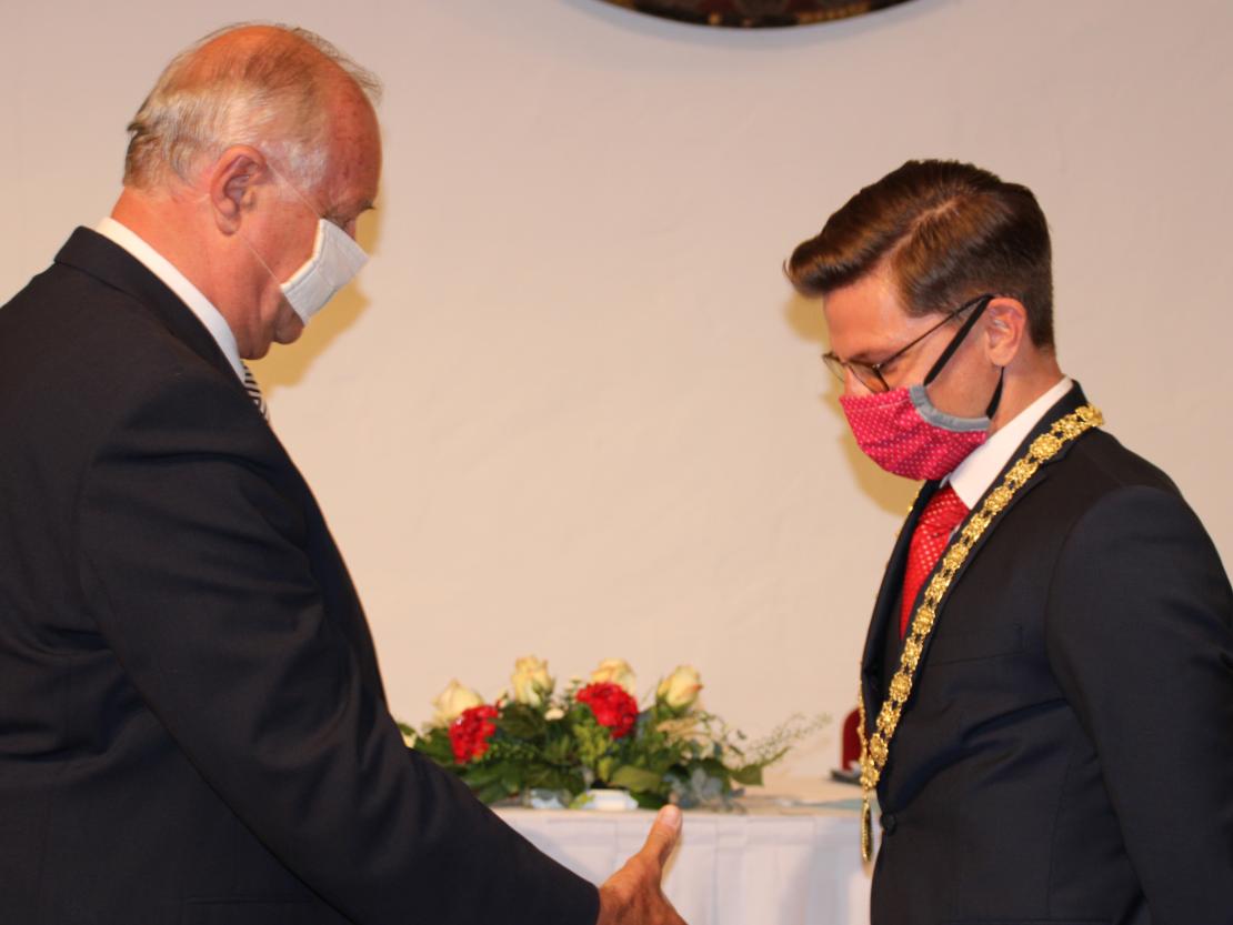 Hermann Faul, David Wittner mit Masken