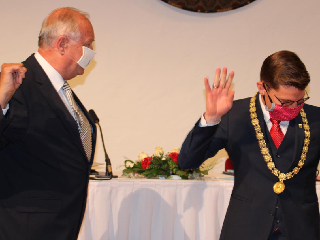 Hermann Faul, David Wittner mit Masken