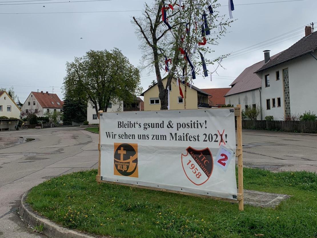 Der Maibaum der Auchsesheimer Landjugend und des TTC Auchsesheim 