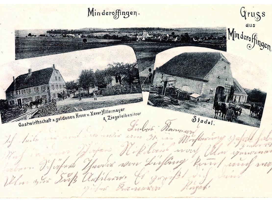 Auf dem Bild zu sehen Grußkarte aus Minderoffingen.