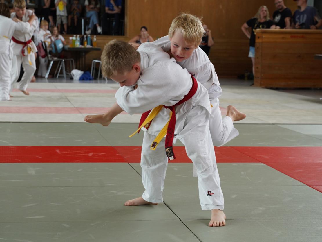 Silbermedaillengewinner John Schmidt konnte hier mit einem Schulterwurf punkten.