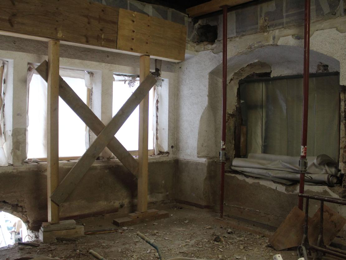 Baustelle Gasthaus Krone in Oettingen.