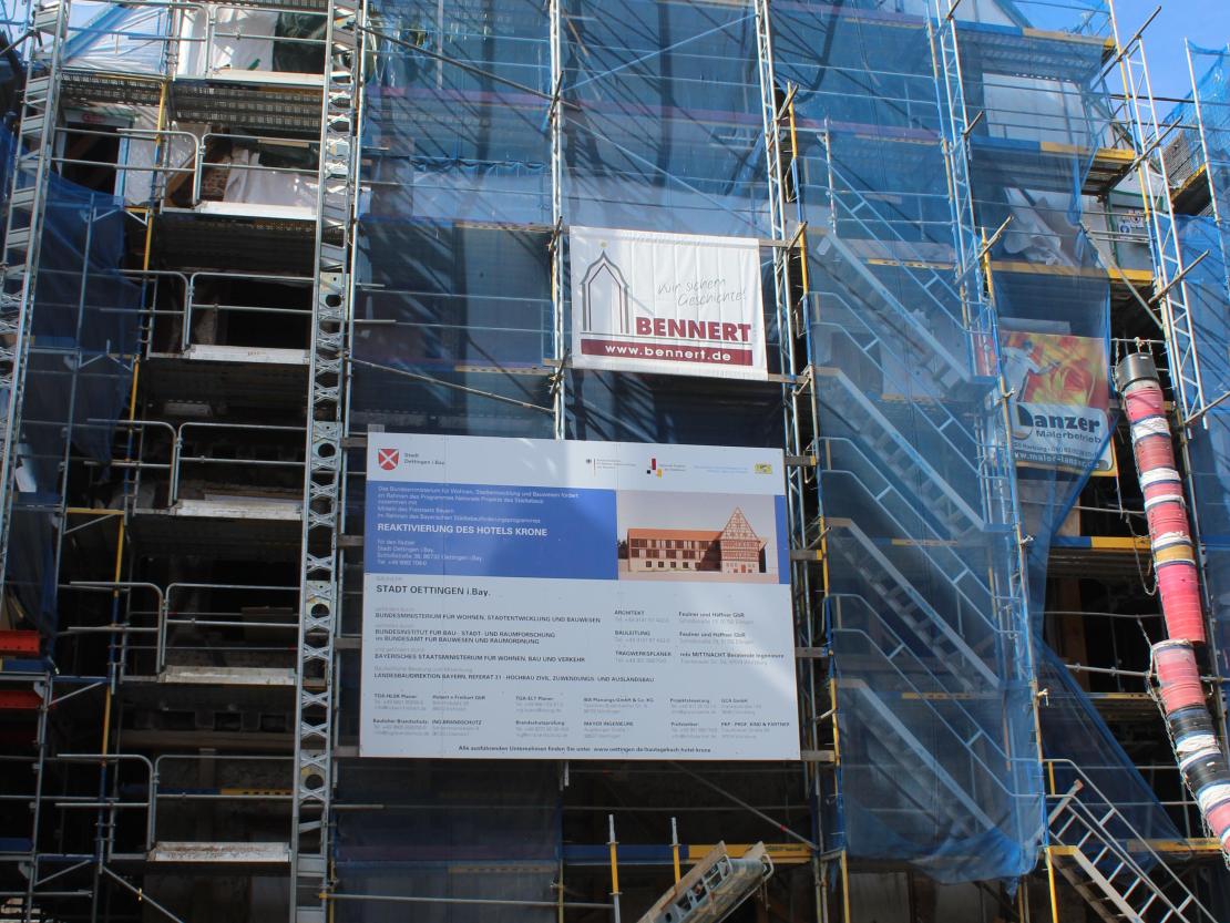 Hier sieht man die Baustelle des Gasthaus Krone