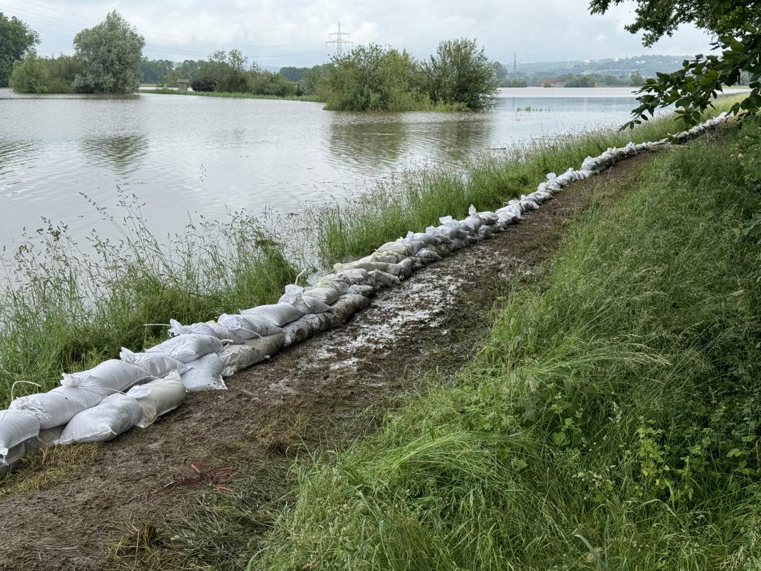 Dammsicherung Hochwasser 2024 Auchsesheim
