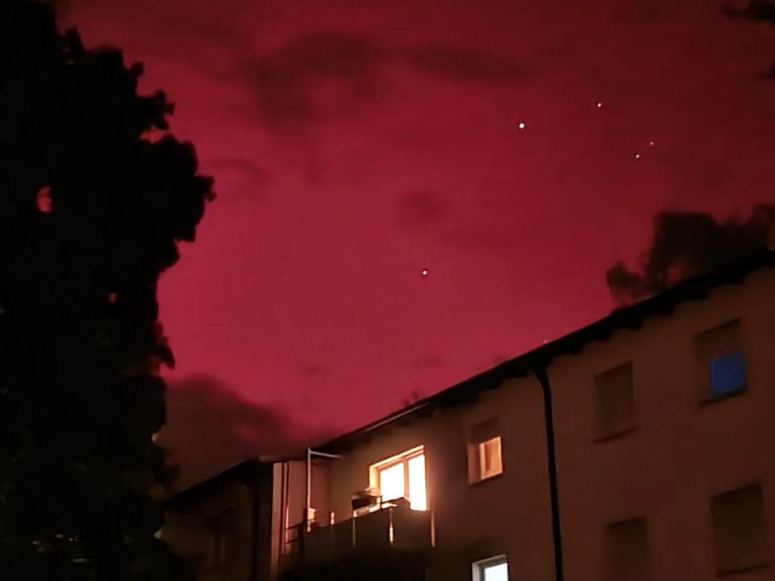 Polarlichter über der Parkstadt in Donauwörth 