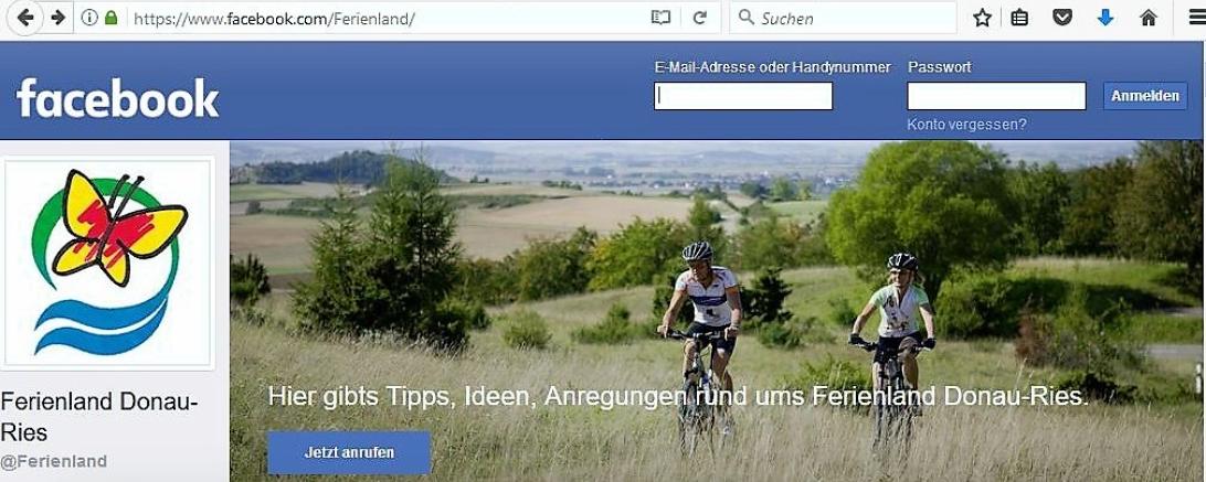 Facebook-Fanpage Ferienland Donau-Ries