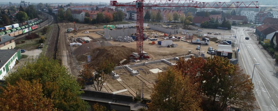 Baustelle auf dem BayWa-Gelände in Nördlingen