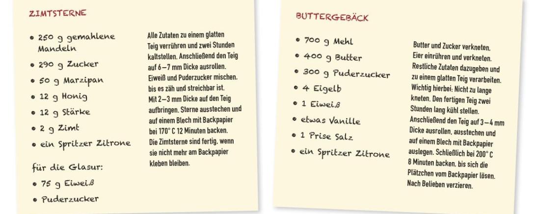 Das Bild zeigt die Rezepte. 