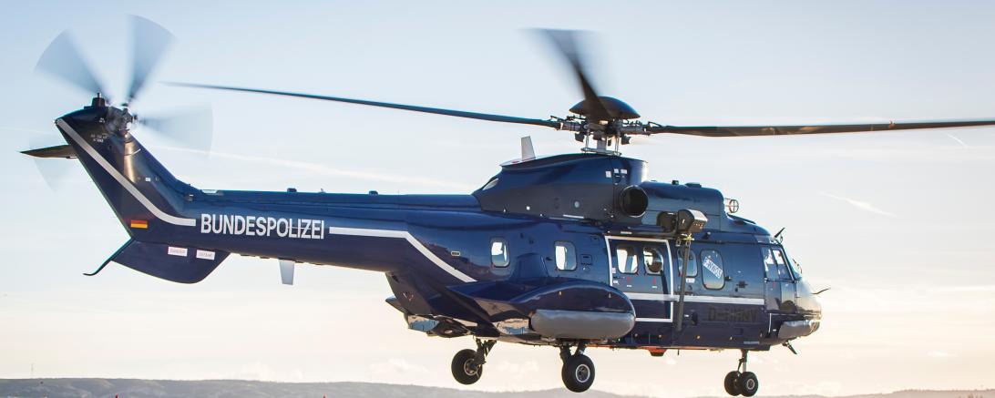 Das Bild zeigt einen Helikopter der Bundespolizei.