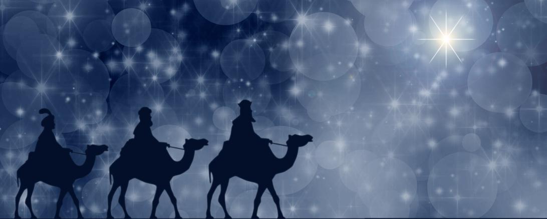 Die Heiligen Weisen aus dem Morgenland auf ihren Kamelen