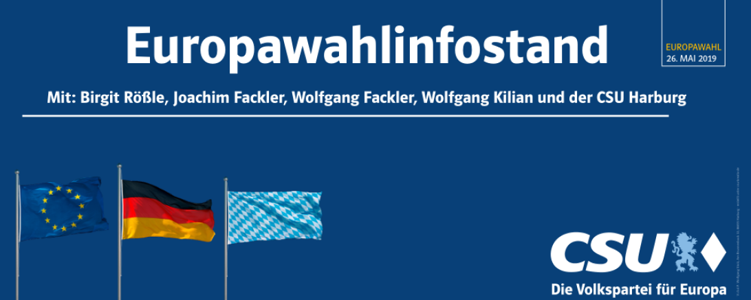 Das Bild zeigt ein Plakat des Europawahlinfostandes in Harburg.