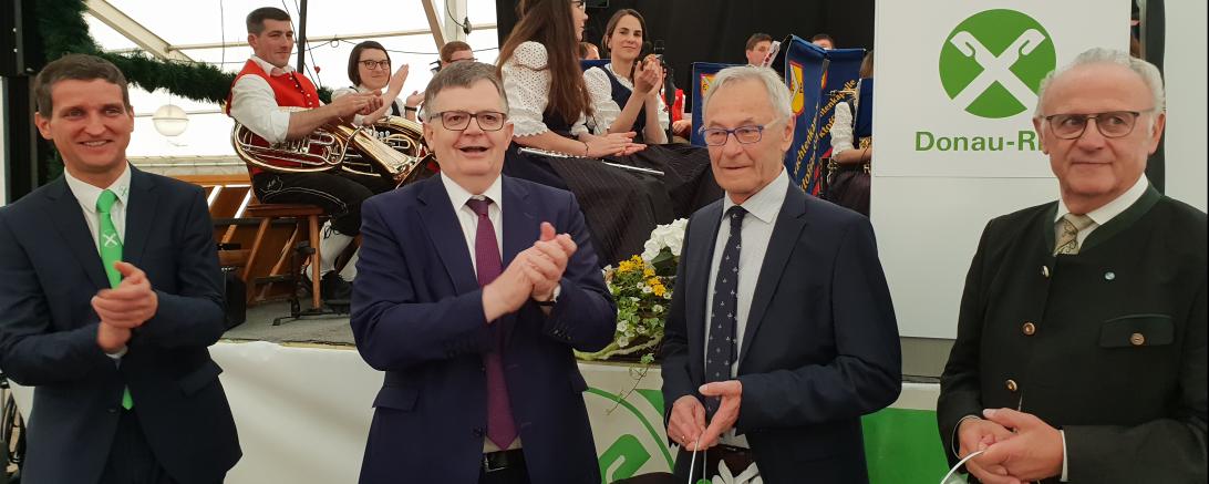 Das Bild zeigt v. l. n. r Frank Ruf, Paul W. Ritter, Hannes Rathgeber und Leonhard Dunstheimer. 