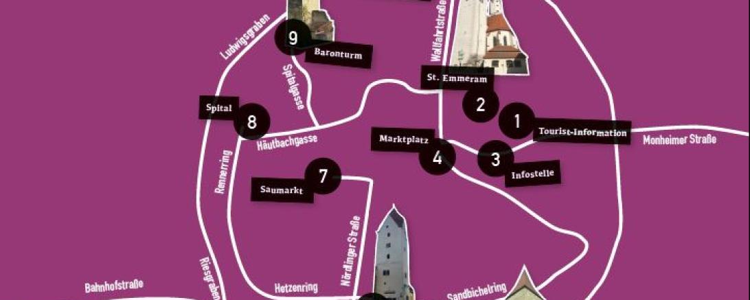 Das Bild zeigt einen Stadtplan von Wemding