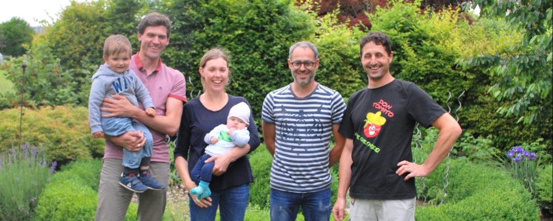Das Bild zeigt von links: Familie Öhlhorn (Max, Martin, Lena und Leoni), 2. Vorstand Benni Zucker, 1. Vorstand Christian Schmid.