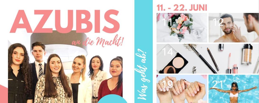 Zum dritten Mal übernehmen alle Auszubildenden der fünf top Parfümerien für zwei Wochen, vom 11. Juni 2019 bis zum 22. Juni 2019, die Führung des Hauptgeschäfts in Donauwörth.