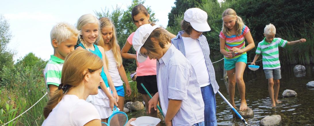 Kinder beim Keschern.