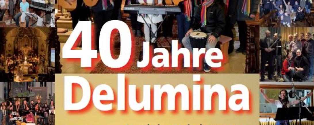 Das Bild zeigt ein Plakat zum 40-jährigen Jubiläum Deluminas 