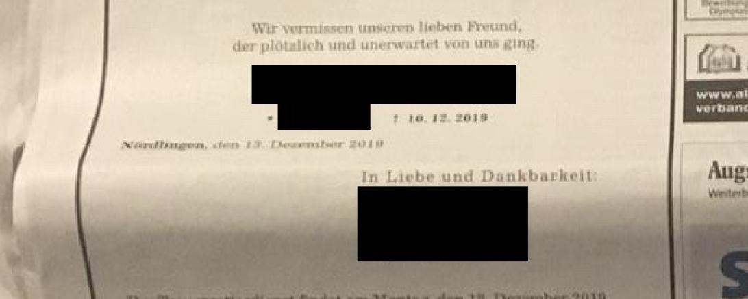 Falsche Todesanzeige
